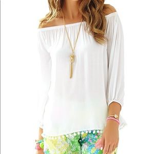 Lilly Pulitzer White Strapless Top W/Balls XS